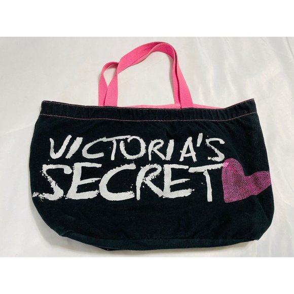 Victoria's Secret Handbags - Victoria's Secret Thick Canvas Reusable Shopping Bay With Pink Handle Logo